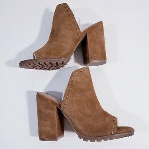 Chelsea and Violet Tess Suede Block Mule Heels